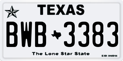 TX license plate BWB3383