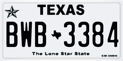 TX license plate BWB3384