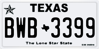 TX license plate BWB3399