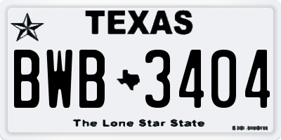 TX license plate BWB3404