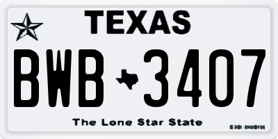 TX license plate BWB3407