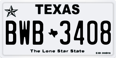 TX license plate BWB3408