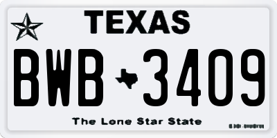 TX license plate BWB3409