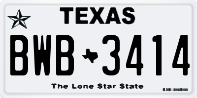TX license plate BWB3414
