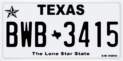 TX license plate BWB3415