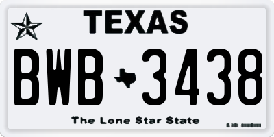 TX license plate BWB3438