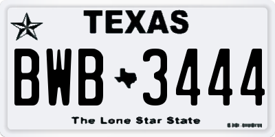 TX license plate BWB3444