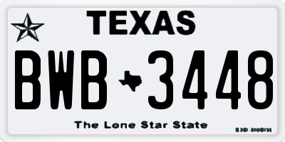 TX license plate BWB3448