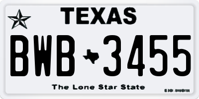 TX license plate BWB3455