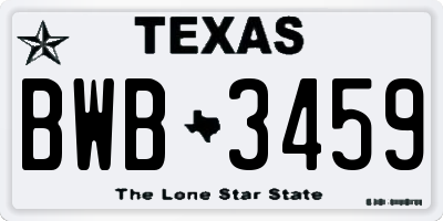 TX license plate BWB3459
