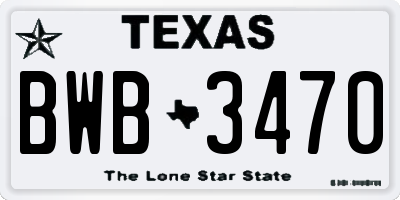 TX license plate BWB3470