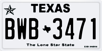 TX license plate BWB3471
