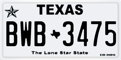 TX license plate BWB3475