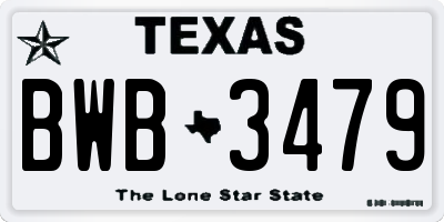 TX license plate BWB3479