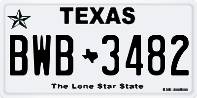 TX license plate BWB3482