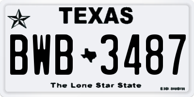 TX license plate BWB3487