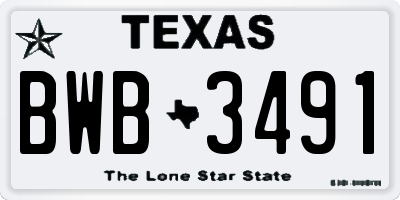 TX license plate BWB3491