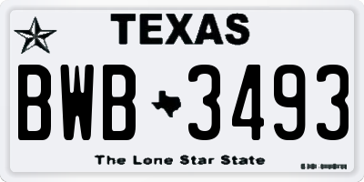 TX license plate BWB3493