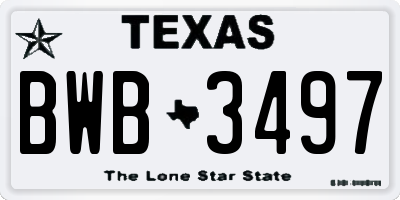 TX license plate BWB3497