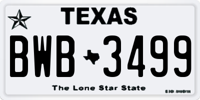 TX license plate BWB3499