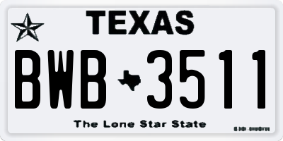 TX license plate BWB3511