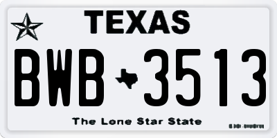 TX license plate BWB3513