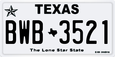 TX license plate BWB3521