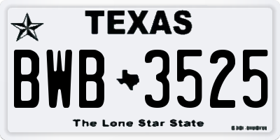TX license plate BWB3525