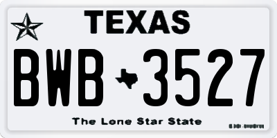 TX license plate BWB3527