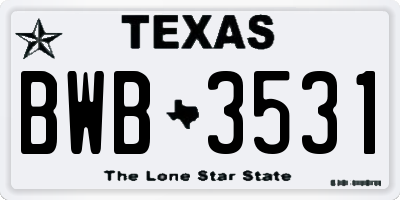 TX license plate BWB3531