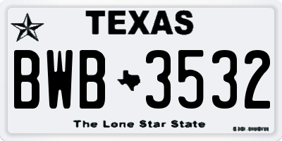 TX license plate BWB3532