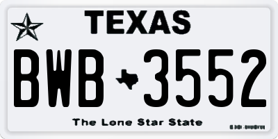 TX license plate BWB3552