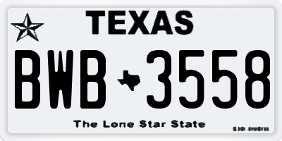 TX license plate BWB3558