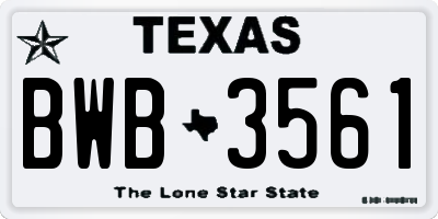 TX license plate BWB3561