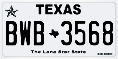 TX license plate BWB3568