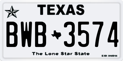 TX license plate BWB3574