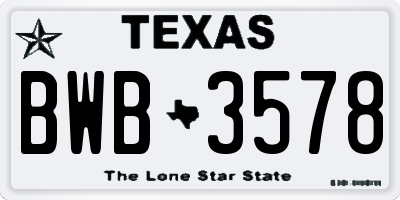 TX license plate BWB3578