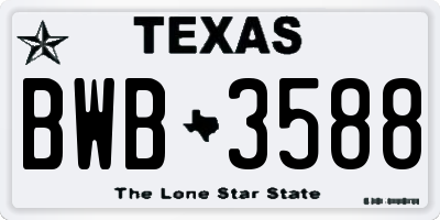 TX license plate BWB3588