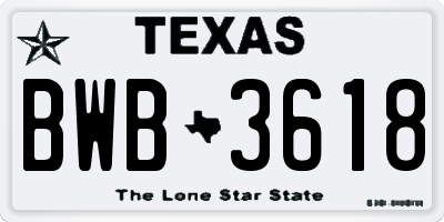 TX license plate BWB3618