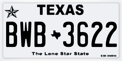 TX license plate BWB3622