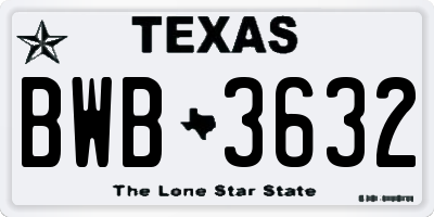 TX license plate BWB3632