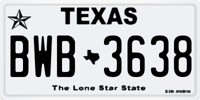 TX license plate BWB3638