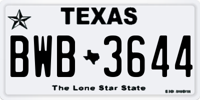 TX license plate BWB3644