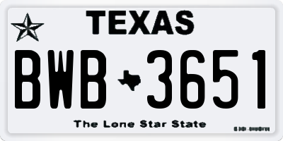 TX license plate BWB3651