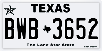 TX license plate BWB3652