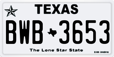 TX license plate BWB3653