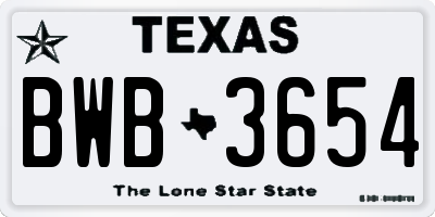 TX license plate BWB3654