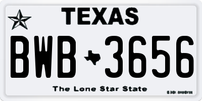 TX license plate BWB3656