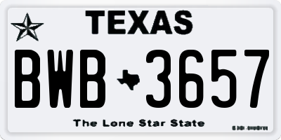 TX license plate BWB3657