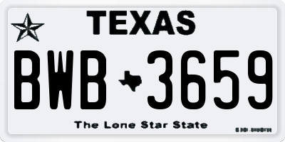TX license plate BWB3659